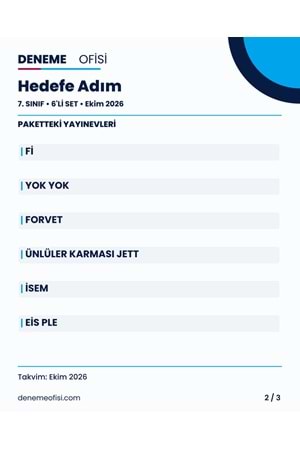 Hedefe Adım 6'lı 7. Sınıf Deneme Paketi – Seçenek 4 (2026–2027)