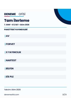 Tam İlerleme 6'lı 7. Sınıf Deneme Paketi – Seçenek 8 (2026–2027)
