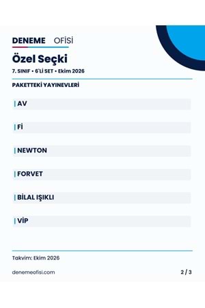 Özel Seçki 6'lı 7. Sınıf Deneme Paketi – Seçenek 9 (2026–2027)