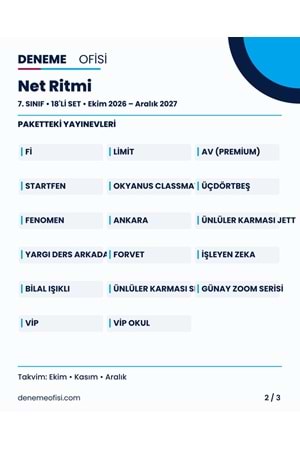 Net Ritmi 18'li 7. Sınıf Deneme Paketi – Seçenek 3 (2026–2027)
