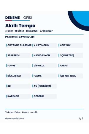Akıllı Tempo 18'li 7. Sınıf Deneme Paketi – Seçenek 6 (2026–2027)