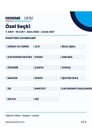Özel Seçki 18'li 7. Sınıf Deneme Paketi – Seçenek 9 (2026–2027)