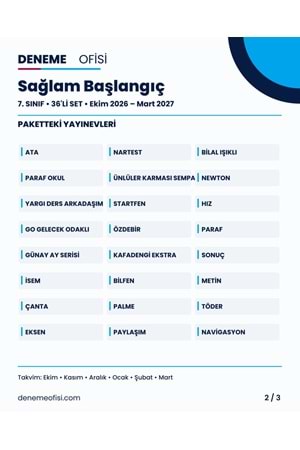 Sağlam Başlangıç 36'lı 7. Sınıf Deneme Paketi – Seçenek 1 (2026–2027)