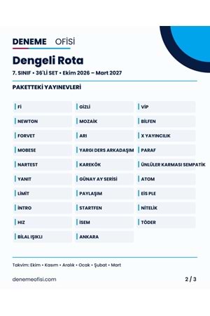 Dengeli Rota 36'lı 7. Sınıf Deneme Paketi – Seçenek 2 (2026–2027)