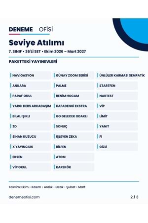 Seviye Atılımı 36'lı 7. Sınıf Deneme Paketi – Seçenek 5 (2026–2027)