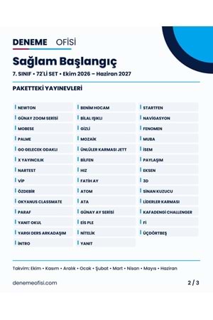 Sağlam Başlangıç 72'li 7. Sınıf Deneme Paketi – Seçenek 1 (2026–2027)