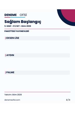 Sağlam Başlangıç 3'lü 9. Sınıf Deneme Paketi – Seçenek 1 (2026–2027)