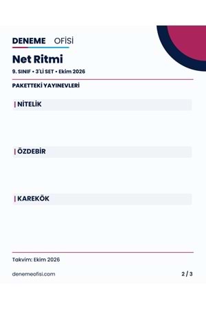 Net Ritmi 3'lü 9. Sınıf Deneme Paketi – Seçenek 3 (2026–2027)
