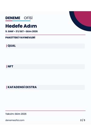 Hedefe Adım 3'lü 9. Sınıf Deneme Paketi – Seçenek 4 (2026–2027)