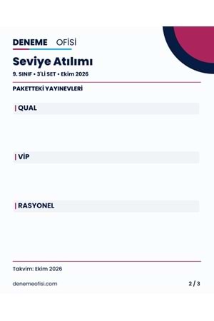 Seviye Atılımı 3'lü 9. Sınıf Deneme Paketi – Seçenek 5 (2026–2027)