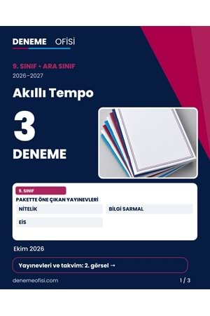 Akıllı Tempo 3'lü 9. Sınıf Deneme Paketi – Seçenek 6 (2026–2027)