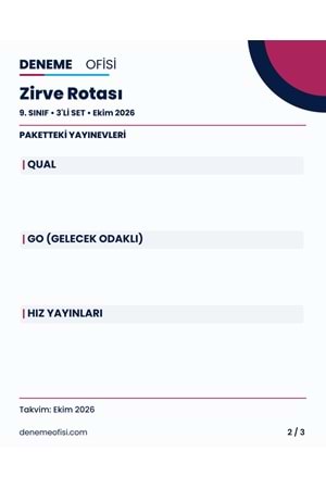 Zirve Rotası 3'lü 9. Sınıf Deneme Paketi – Seçenek 7 (2026–2027)