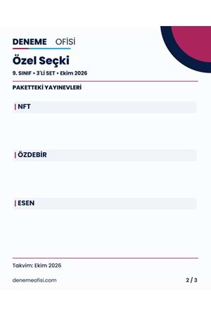 Özel Seçki 3'lü 9. Sınıf Deneme Paketi – Seçenek 9 (2026–2027)