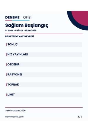 Sağlam Başlangıç 6'lı 9. Sınıf Deneme Paketi – Seçenek 1 (2026–2027)