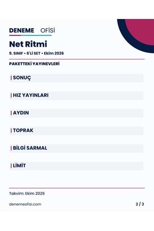 Net Ritmi 6'lı 9. Sınıf Deneme Paketi – Seçenek 3 (2026–2027)