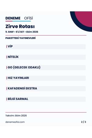 Zirve Rotası 6'lı 9. Sınıf Deneme Paketi – Seçenek 7 (2026–2027)