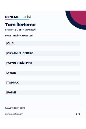 Tam İlerleme 6'lı 9. Sınıf Deneme Paketi – Seçenek 8 (2026–2027)