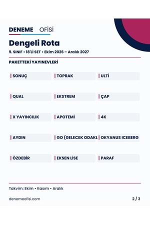 Dengeli Rota 18'li 9. Sınıf Deneme Paketi – Seçenek 2 (2026–2027)