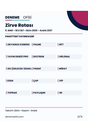 Zirve Rotası 18'li 9. Sınıf Deneme Paketi – Seçenek 7 (2026–2027)