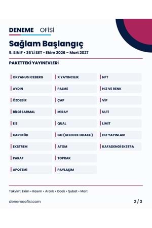 Sağlam Başlangıç 36'lı 9. Sınıf Deneme Paketi – Seçenek 1 (2026–2027)