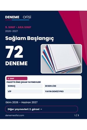 Sağlam Başlangıç 72'li 9. Sınıf Deneme Paketi – Seçenek 1 (2026–2027)