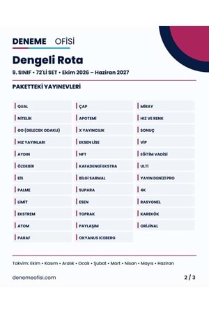 Dengeli Rota 72'li 9. Sınıf Deneme Paketi – Seçenek 2 (2026–2027)