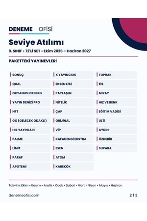Seviye Atılımı 72'li 9. Sınıf Deneme Paketi – Seçenek 5 (2026–2027)