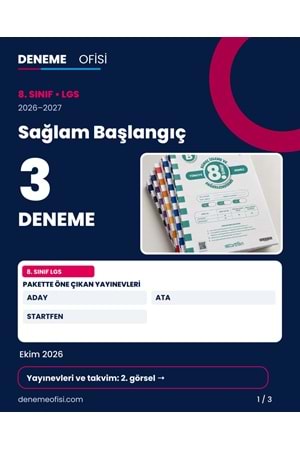 Sağlam Başlangıç 3'lü 8. Sınıf LGS Deneme Paketi – Seçenek 1 (2026–2027)