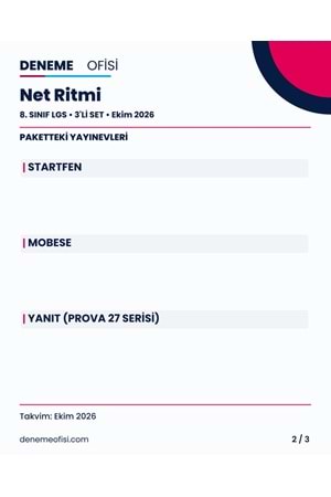 Net Ritmi 3'lü 8. Sınıf LGS Deneme Paketi – Seçenek 3 (2026–2027)