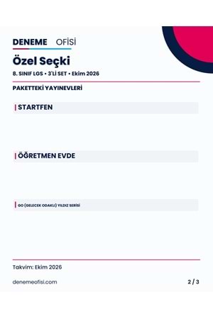 Özel Seçki 3'lü 8. Sınıf LGS Deneme Paketi – Seçenek 9 (2026–2027)