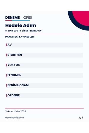 Hedefe Adım 6'lı 8. Sınıf LGS Deneme Paketi – Seçenek 4 (2026–2027)