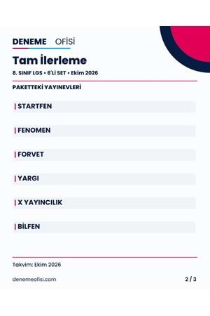Tam İlerleme 6'lı 8. Sınıf LGS Deneme Paketi – Seçenek 8 (2026–2027)