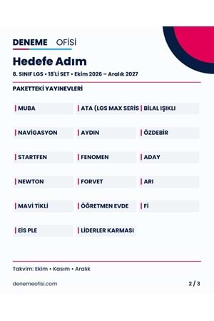 Hedefe Adım 18'li 8. Sınıf LGS Deneme Paketi – Seçenek 4 (2026–2027)