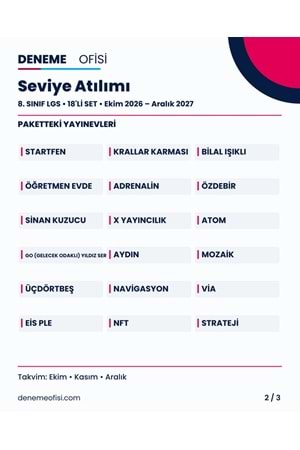 Seviye Atılımı 18'li 8. Sınıf LGS Deneme Paketi – Seçenek 5 (2026–2027)