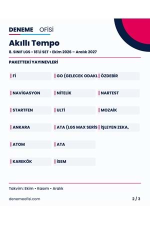 Akıllı Tempo 18'li 8. Sınıf LGS Deneme Paketi – Seçenek 6 (2026–2027)