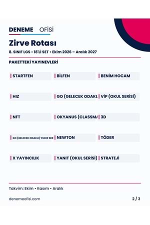 Zirve Rotası 18'li 8. Sınıf LGS Deneme Paketi – Seçenek 7 (2026–2027)