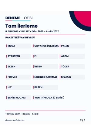 Tam İlerleme 18'li 8. Sınıf LGS Deneme Paketi – Seçenek 8 (2026–2027)