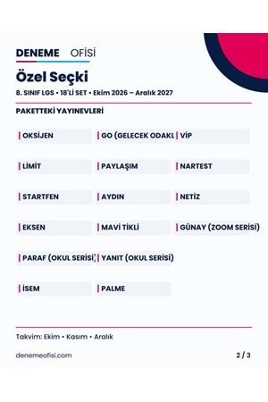 Özel Seçki 18'li 8. Sınıf LGS Deneme Paketi – Seçenek 9 (2026–2027)