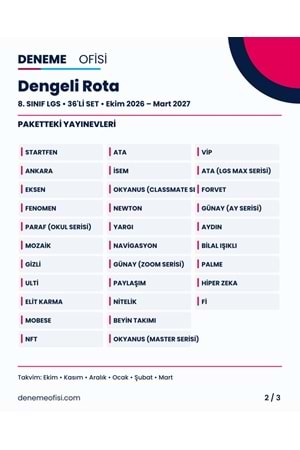 Dengeli Rota 36'lı 8. Sınıf LGS Deneme Paketi – Seçenek 2 (2026–2027)