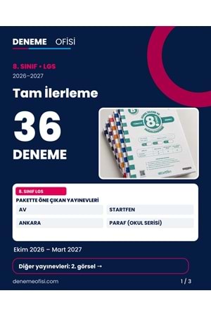 Tam İlerleme 36'lı 8. Sınıf LGS Deneme Paketi – Seçenek 8 (2026–2027)