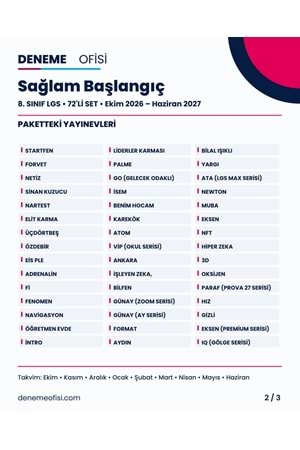 Sağlam Başlangıç 72'li 8. Sınıf LGS Deneme Paketi – Seçenek 1 (2026–2027)