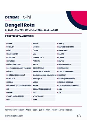 Dengeli Rota 72'li 8. Sınıf LGS Deneme Paketi – Seçenek 2 (2026–2027)