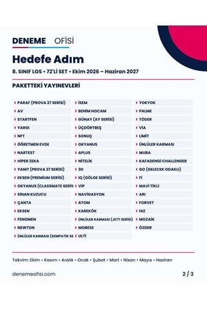 Hedefe Adım 72'li 8. Sınıf LGS Deneme Paketi – Seçenek 4 (2026–2027)