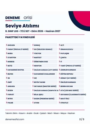 Seviye Atılımı 72'li 8. Sınıf LGS Deneme Paketi – Seçenek 5 (2026–2027)