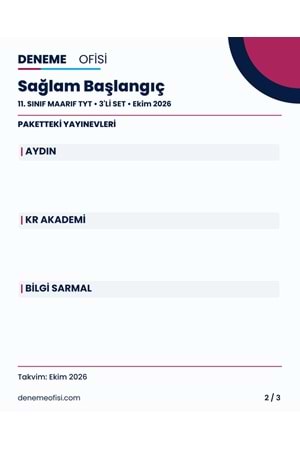 Sağlam Başlangıç 3'lü 11. Sınıf Maarif TYT Deneme Paketi – Seçenek 1 (2026–2027)