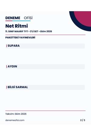 Net Ritmi 3'lü 11. Sınıf Maarif TYT Deneme Paketi – Seçenek 3 (2026–2027)