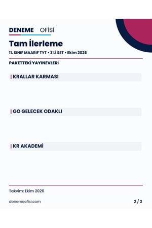 Tam İlerleme 3'lü 11. Sınıf Maarif TYT Deneme Paketi – Seçenek 8 (2026–2027)