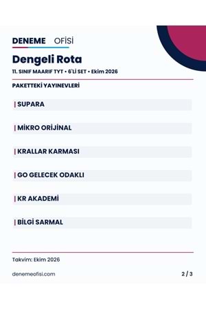 Dengeli Rota 6'lı 11. Sınıf Maarif TYT Deneme Paketi – Seçenek 2 (2026–2027)