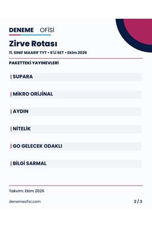 Zirve Rotası 6'lı 11. Sınıf Maarif TYT Deneme Paketi – Seçenek 7 (2026–2027)