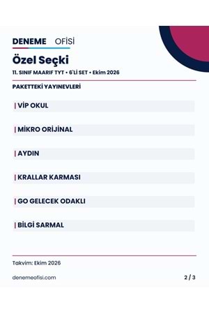 Özel Seçki 6'lı 11. Sınıf Maarif TYT Deneme Paketi – Seçenek 9 (2026–2027)